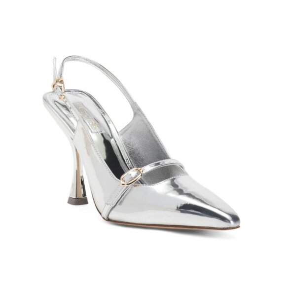 LARROUDE Silver Handmade In Brazil Ines High Heel Pumps
